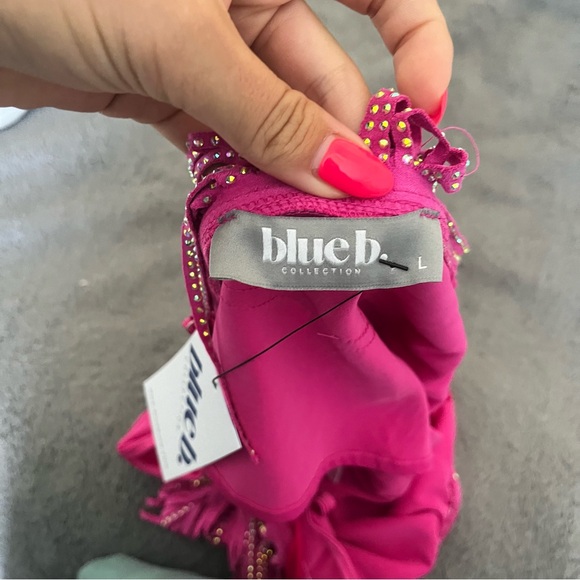 Pink Rhinestone Fringe Top size Large NWT - Picture 2 of 3